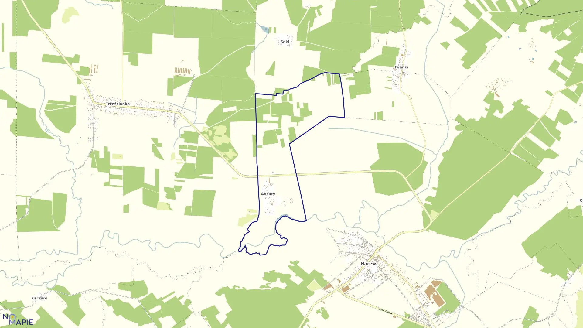 Mapa obrębu ANCUTY w gminie Narew