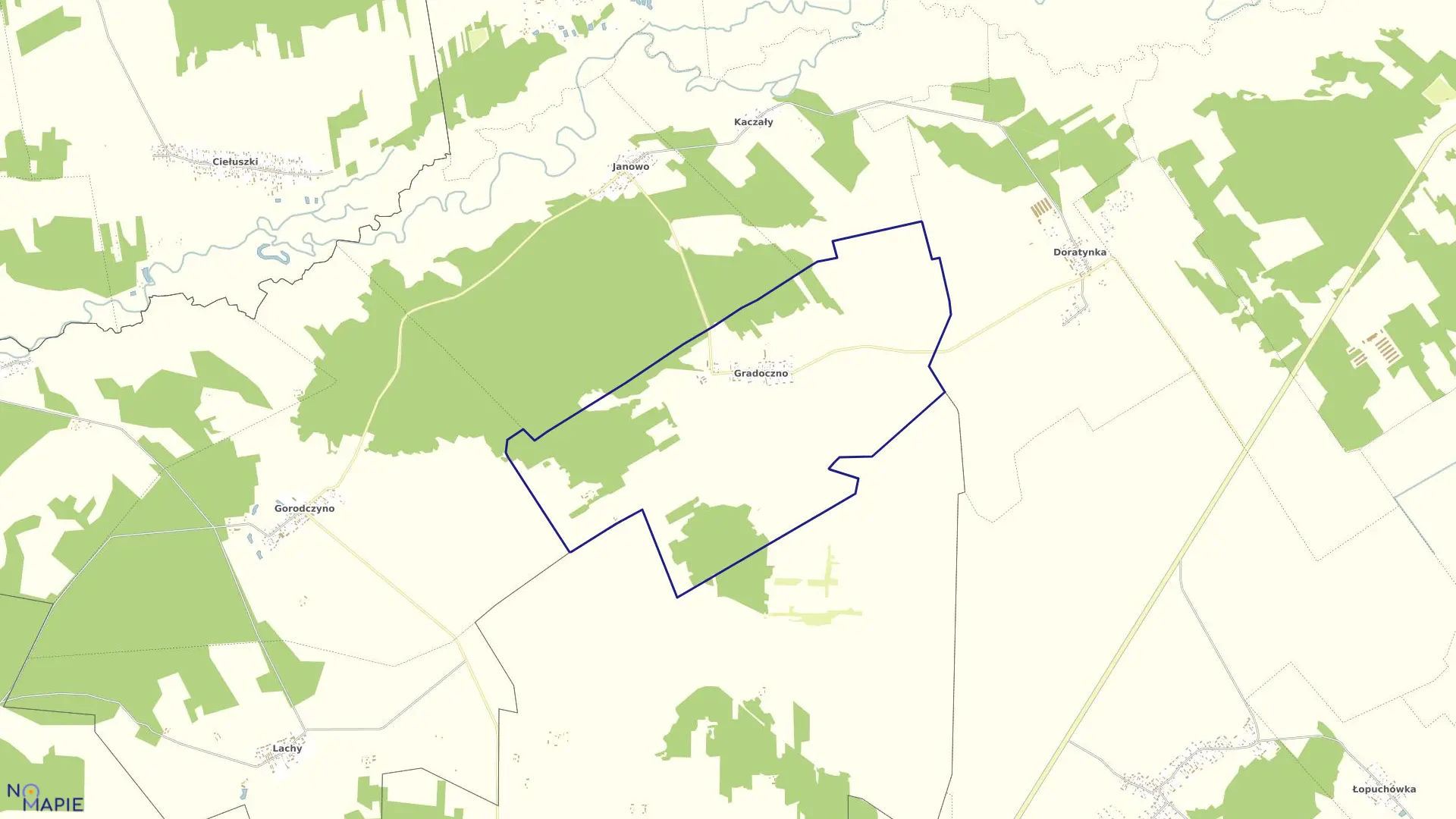 Mapa obrębu GRADOCZN0 w gminie Narew
