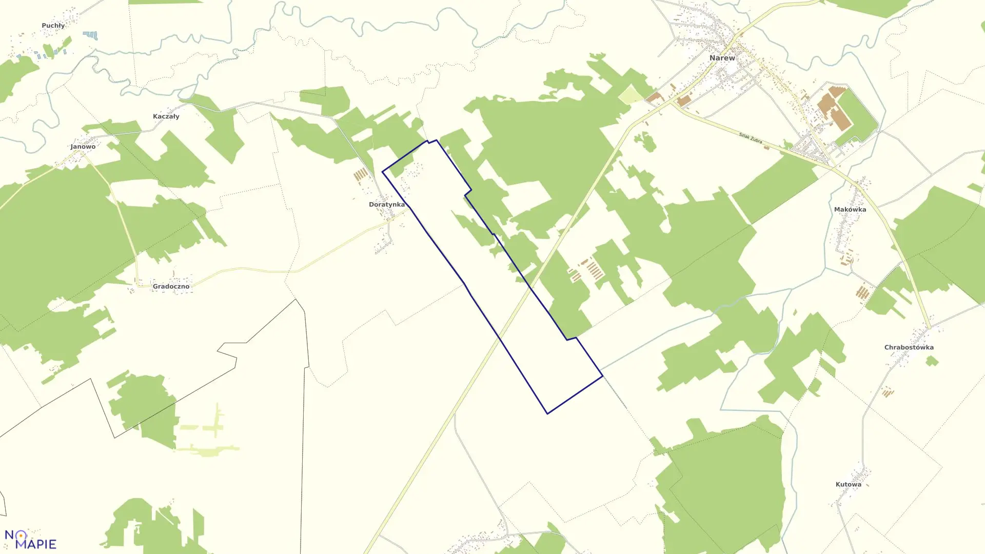 Mapa obrębu SKARYSZEWO w gminie Narew